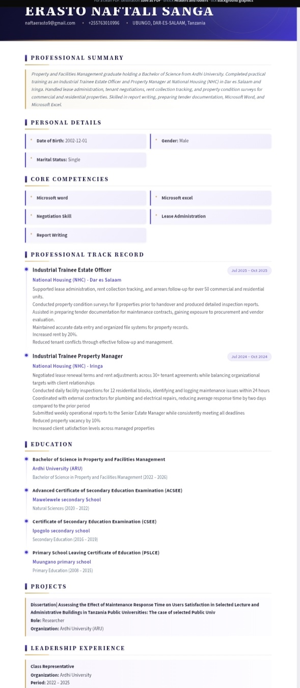 Executive template preview